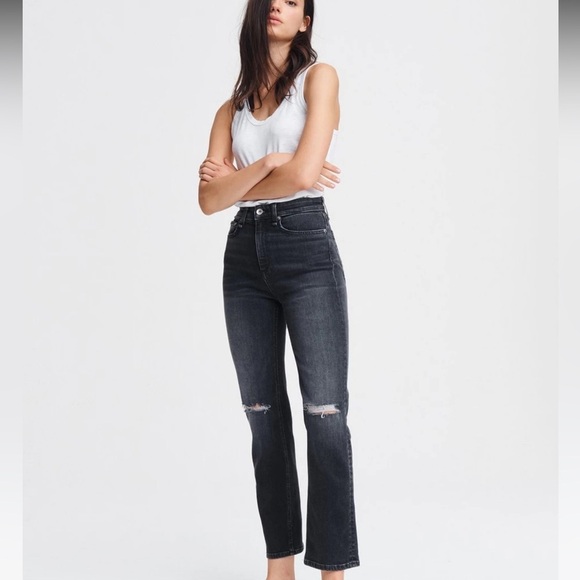 Rag & Bone Nina High Rise Ankle Cigarette Black Jeans Sz 26 - Picture 1 of 11